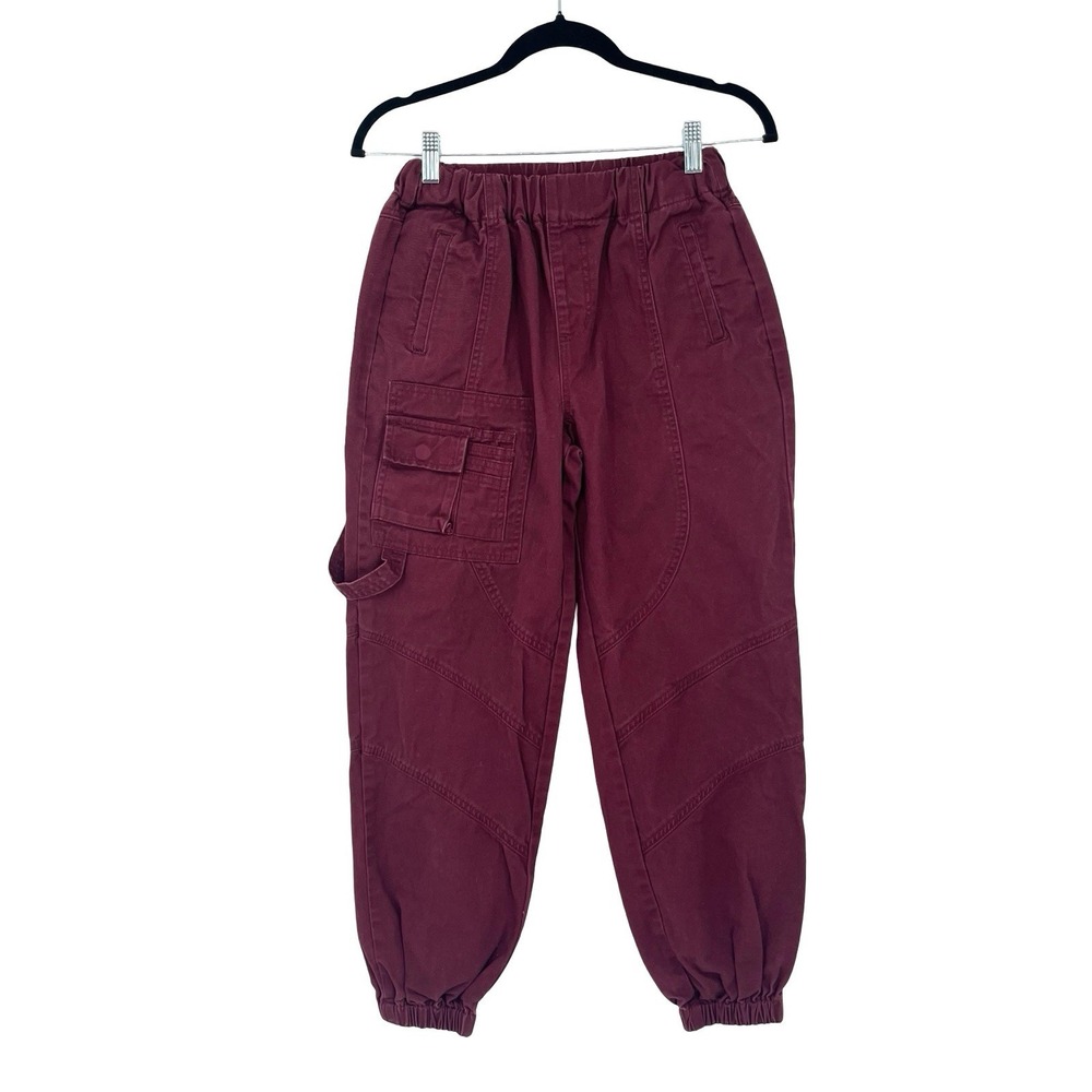 Forever 21 Burgundy Women's Cargo Jogger Pants Size XS Cotton Twill Pockets